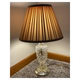 Crystal Cut Glass Table Lamp with Pleated Fabric Shade
