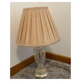 Crystal Cut Glass Table Lamp with Pleated Fabric Shade