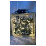 Assorted LED-Illuminated Glass Blocks with Ribbon & Greenery (Lot of 2)
