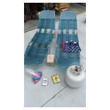 Cranium Zigity Game, Jumbo Playing Cards & US Flag - Propane Tank, 2 Folding Lawn Chairs