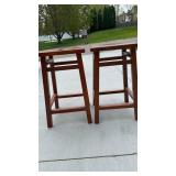 Pair of Solid Wood Stools with Square Seats