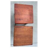 Pair of Solid Wood Stools with Square Seats