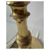 Antique Brass Floor Lamp with Adjustable Arm and Bare Bulb - Octagonal Base