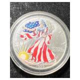 1999 AMERICAN SILVER EAGLE 1 TROY OZ .999 FINE SILVER IN COLOR