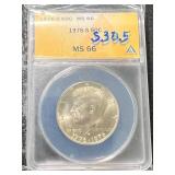 1976-S US KENNEDY HALF DOLLAR ANACS MS66