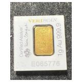 1 GRAM .999 FINE GOLD PAMP BAR