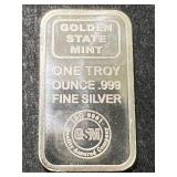 1 TROY OZ .999 FINE SILVER GSM BAR
