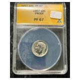 1957 US PROOF ROOSEVELT DIME ANACS PF67