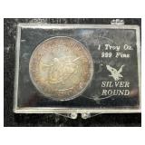 1 TROY OZ .999 FINE SILVER 1991 CONVENTION ROUND IN CASE