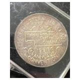 1 TROY OZ .999 FINE SILVER 1991 CONVENTION ROUND IN CASE