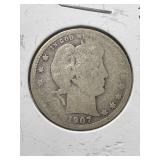 1907-D US BARBER QUARTER