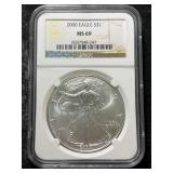 2000 AMERICAN SILVER EAGLE NGC MS69
