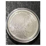 1 TROY OZ .999 FINE SILVER BUFFALO INDIAN ROUND IN AIRTITE