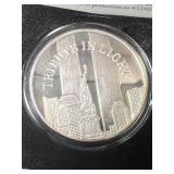 1 TROY OZ .999 FINE SILVER TRIBUTE IN LIGHT 9/11 ROUND IN BOX
