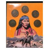 5 US INDIAN HEAD CENTS 1902-1906