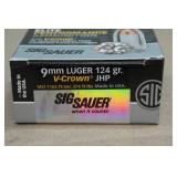 20 Sig Sauer 9mm 124 Gr V-Crown JHP Ammo