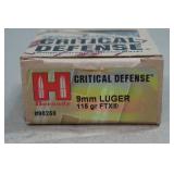 25 Hornady Critical Defense 9mm 115 Gr FTX Ammo
