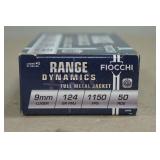 50 Fiocchi Range Dynamics 9mm 124 Gr FMJ Ammo