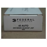 50 Federal .45 Auto 230 Gr Hi-Shok JHP Ammo