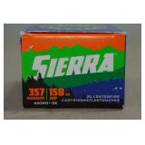 20 Sierra .357 Mag 158 Gr JHP Ammo