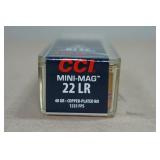 100 CCI Mini-Mag .22 LR 40 Gr Plated RN Ammo