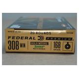 20 Federal Premium .308 Win 168 Gr Sierra Gold Medal Matchking Ammo