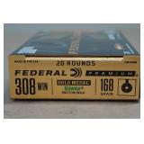 20 Federal Premium .308 Win 168 Gr Sierra Gold Medal Matchking Ammo