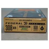 20 Federal Premium .308 Win 168 Gr Sierra Gold Medal Matchking Ammo