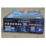 20 Federal Power-Shok .308 Win 180 Gr JSP Ammo