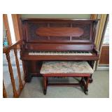 Vose and Sons upright piano and Bench Beautiful Detailed wood