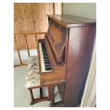 Vose and Sons upright piano and Bench Beautiful Detailed wood