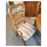 Beautiful Parquet Topped dining room Table with six chairs