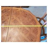 Beautiful Parquet Topped dining room Table with six chairs