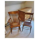 Solid early 20th Century Rocker and Beautiful Side Chair