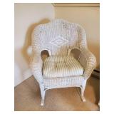 Vintage White Whicker Rocking Chair in Solid Condition