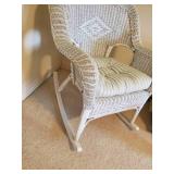 Vintage White Whicker Rocking Chair in Solid Condition