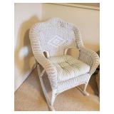 Vintage White Whicker Rocking Chair in Solid Condition