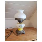 Vintage Electrified Hand Painted Parlor Lamp