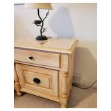 Solid Bedside Table With Cute tree nest Lamp