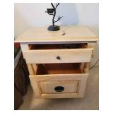 Solid Bedside Table With Cute tree nest Lamp