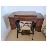 Antique Treadle Sewing Machine Cabinet Fantastic Condition No Machine included