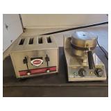 2 industrial Quality Kitchen Appliances Welles Toaster and Carnival King Waffle Maker