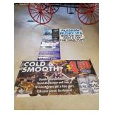 3 Large Beer Banners for the Mancave with box of Misc Beer Glassed