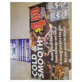 3 Large Beer Banners for the Mancave with box of Misc Beer Glassed