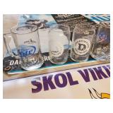 3 Large Beer Banners for the Mancave with box of Misc Beer Glassed