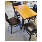 Solid Vintage Wood Topped Bar Tabel and 4 Chairs