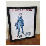 16'x20' WWII Framed Marines Recruiting Poster