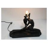 Figurine Table Lamp - Silhouette Female Figure Holding Light Bulb