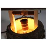 Handmade Stone Lantern Lamp With Mini Roofed House On Rock Base