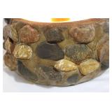 Handmade Stone Lantern Lamp With Mini Roofed House On Rock Base